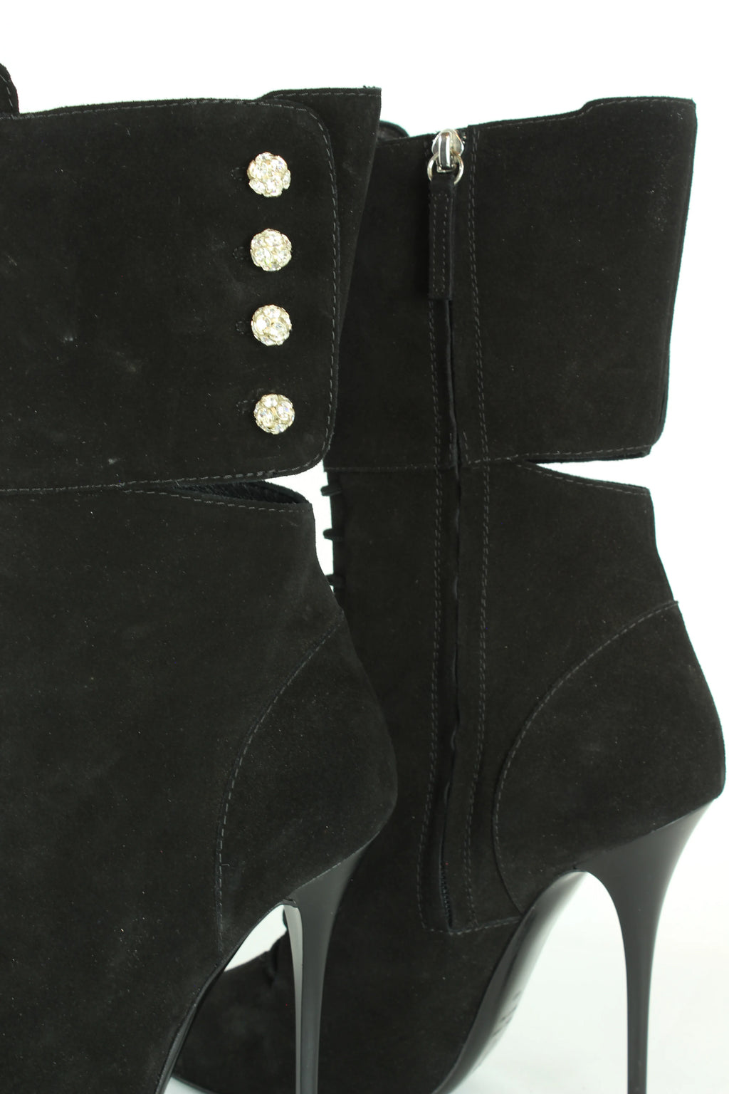 Black jeweled buttons boots