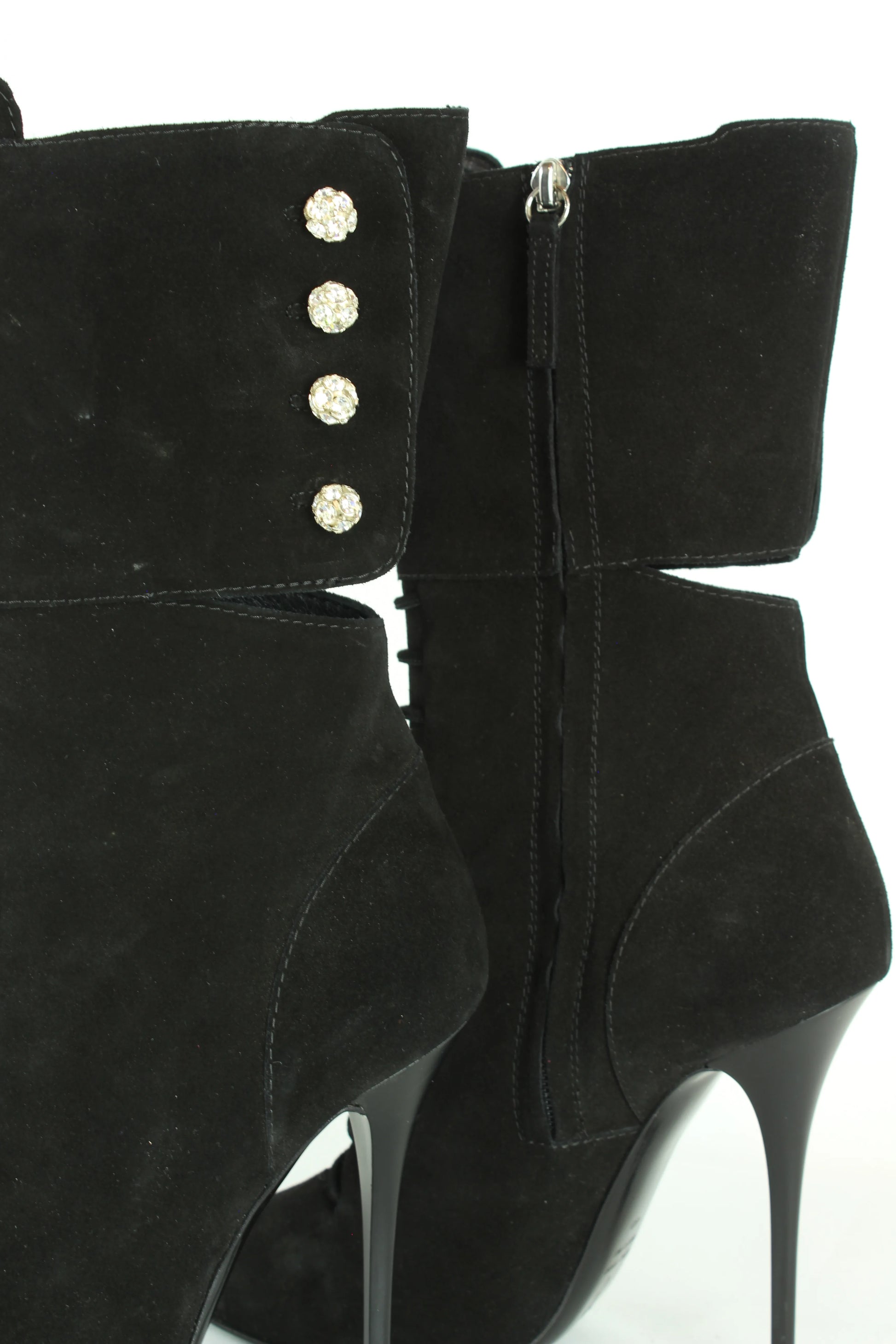 Black jeweled buttons boots