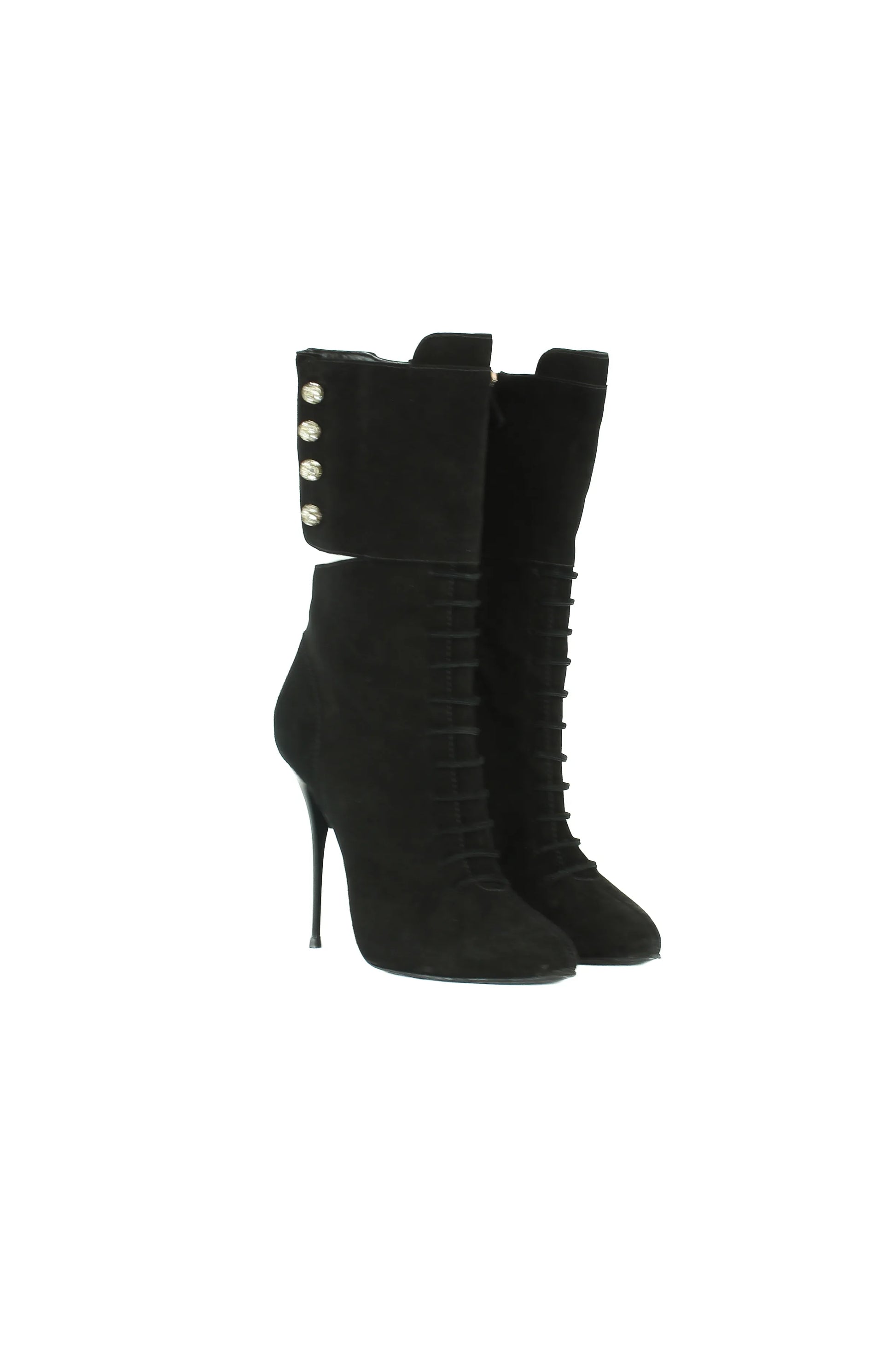 Black jeweled buttons boots