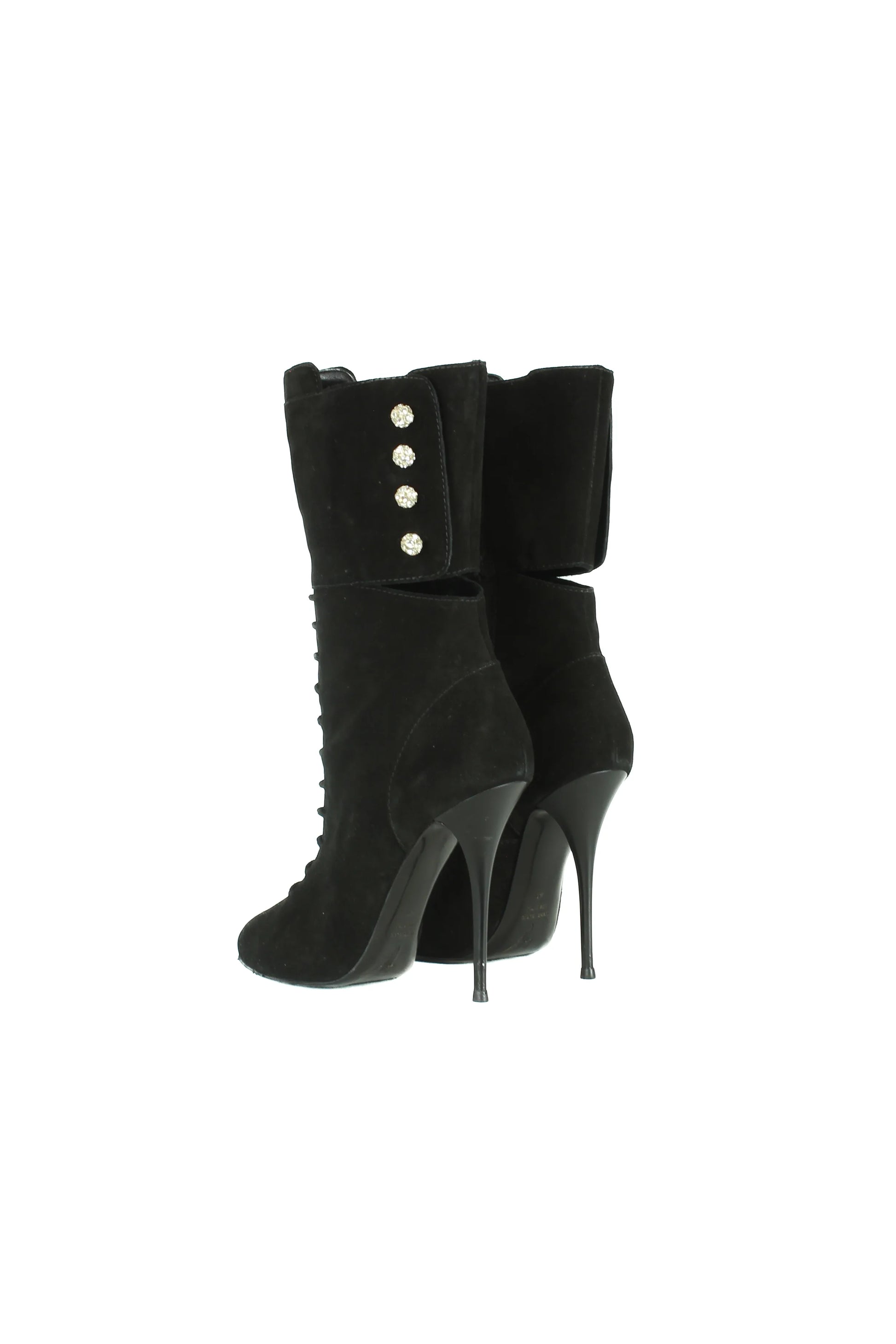Black jeweled buttons boots