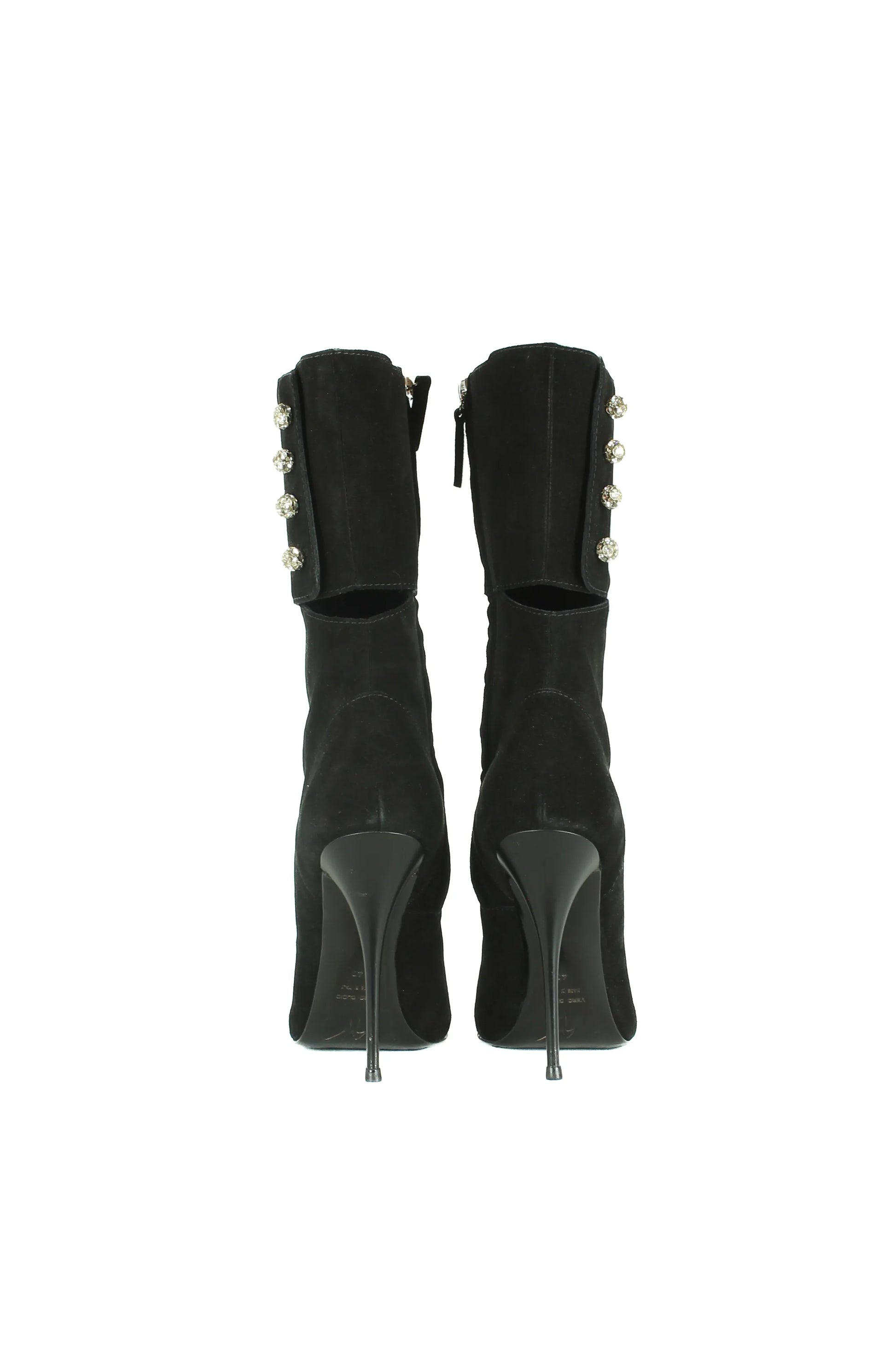 Black jeweled buttons boots