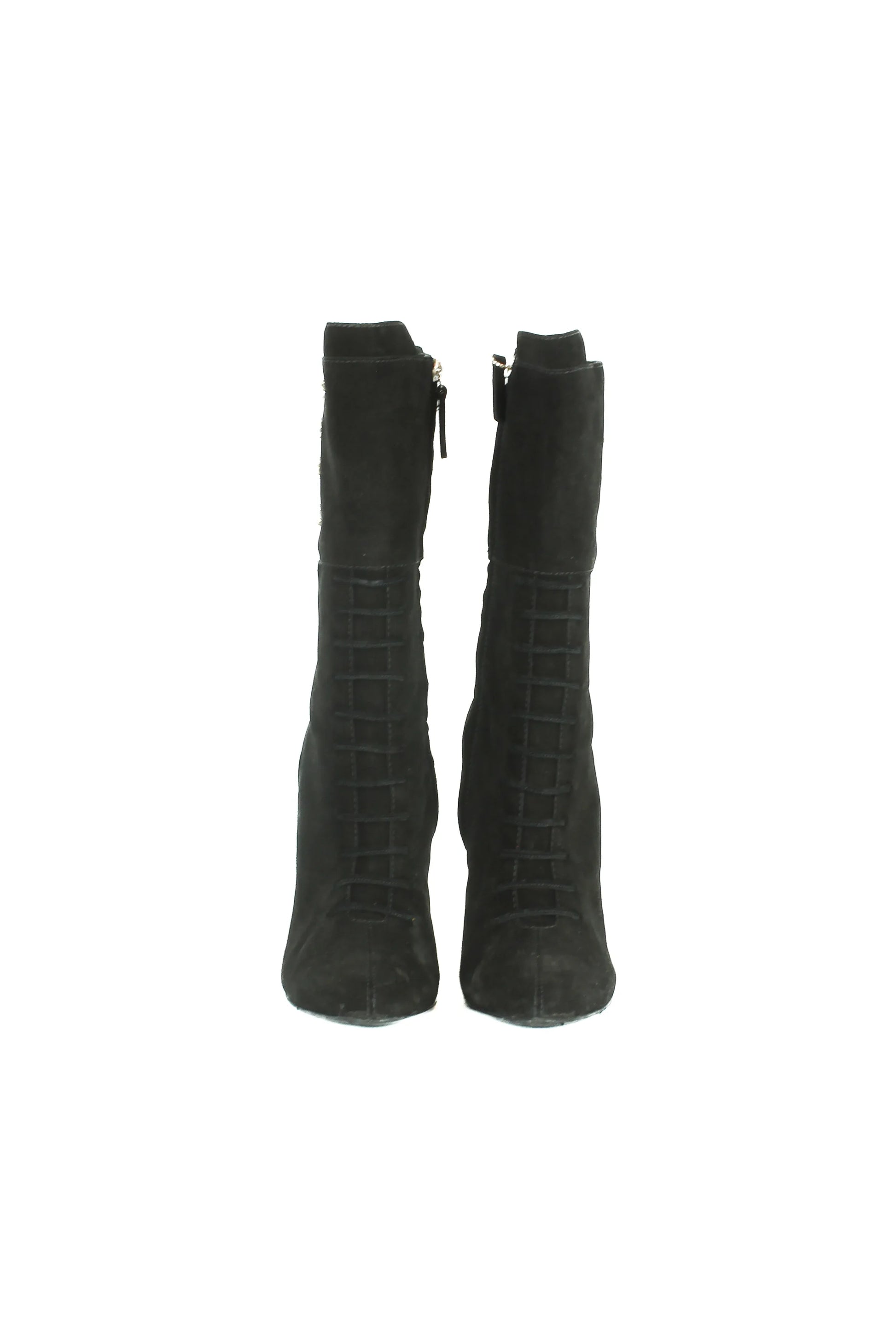 Black jeweled buttons boots